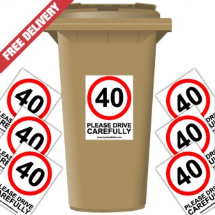 40 mph Please Drive Carefully Speed Reduction Wheelie Bin Stickers